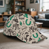 1 gorra de béisbol con estilo vaquero occidental - Gorra vibrante de poliéster con cierre ajustable, diseño completo con cactus, ideales para correr, deportes y ropa de calle al aire libre.