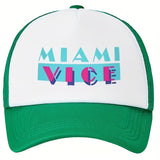 Fabric. Gorra de béisbol inspirada en Miami Vice para hombres y mujeres - Gorra de camionero de malla ligera y transpirable con visera ajustable, diseño en dos tonos, perfecta para todas las estaciones y regalo de vacaciones