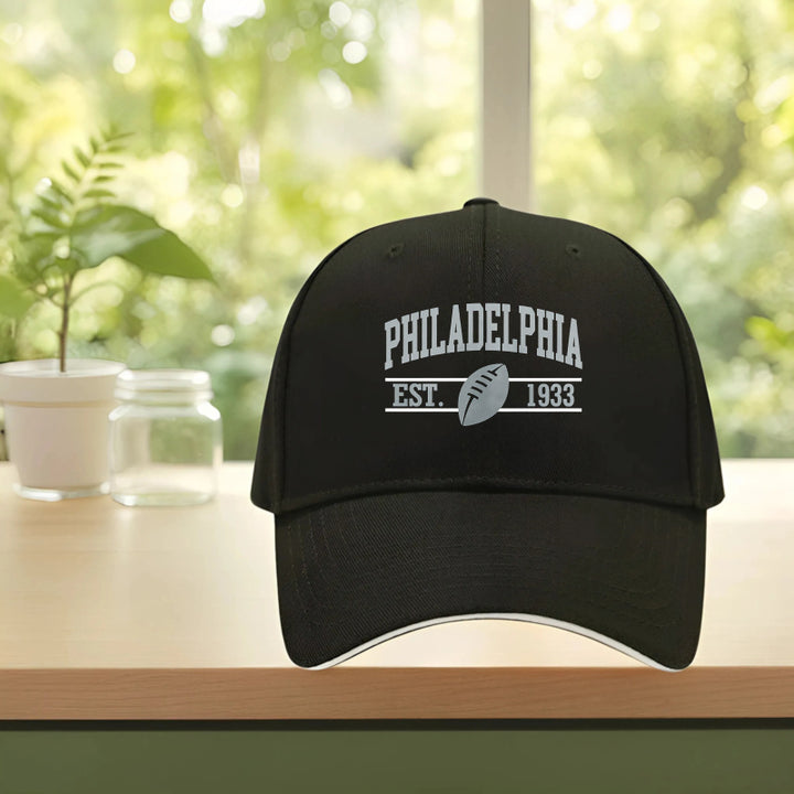 Gorra de béisbol unisex ajustable con estampado de Filadelfia y diseño de 1933 - Ligera y transpirable, visera curva con contraste - Sombrero deportivo casual para hombres y mujeres, para todas las estaciones, regalo perfecto para fans de Philly, gorro de