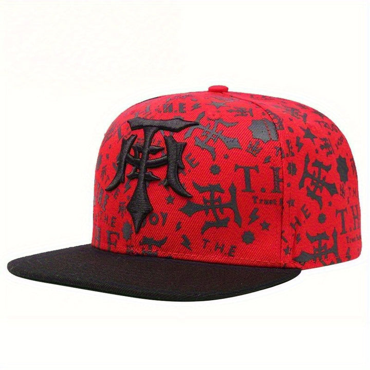 1 gorra de béisbol con bordado de letras góticas para hombre, ajustable con broche, sombrero deportivo retro al aire libre con frases motivacionales, gorra unisex para uso casual (negro/rojo/blanco), gorra de protección solar, estilo gótico, tela trans...