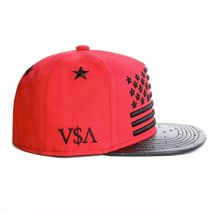 Gorra de béisbol roja y patriótica para hombre con diseño de la bandera americana - Cierre snapback de 6 paneles transpirable, visera estructurada y parte trasera de malla, accesorio de moda streetwear para atuendos casuales, actividades al aire libre,...