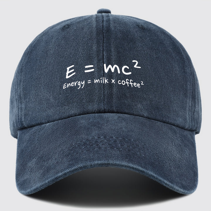Gorra de Béisbol E=mc² Energía=Leche x Café² para Hombres y Mujeres - Gorra Trucker Ajustable Snapback, Tejido Ligero Transpirable, Sombrero Casual Unisex para Pesca Caza Playa, Regalos del Día de la Madre Día del Padre Cumpleaños, Accesorio de Pesca, Cas