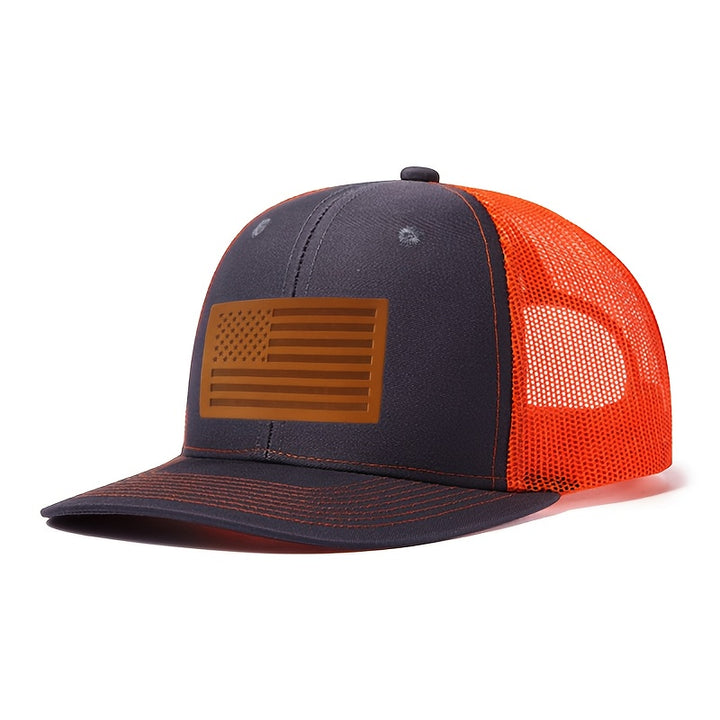 Gorra de Camionero con Bandera Americana Ajustable Snapback - Parte Tras Mesh Transpirable y Gorro Sólido, Unisex para Deportes al aire libre Estilo Dad Hat Diseño Bicolar Patriótico Confort Todo el año Ideal Regalo 4to Julio Uso Casual Accesoario Patrio