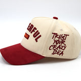 Gorra tipo gamuza suave con letras motivacionales (confianza/poder/seguridad) - gorra casual beige y roja, diseño con eslogan para aumentar la confianza, lavable a mano para uso casual y entrevistas