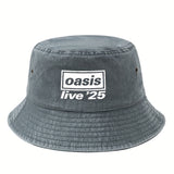 MAKEFGE Gorra Unisex Oasis Live'25 Estampada - Gorra Trucker Ligera para Hombres y Mujeres, 5 Colores (/Azul Marino/Morado Oscuro/ Marino/Beige), Cierre Ajustable con Broches, Protección Solar Transpirable para Camping, Viajes y Vacaciones, Equipo de Camp