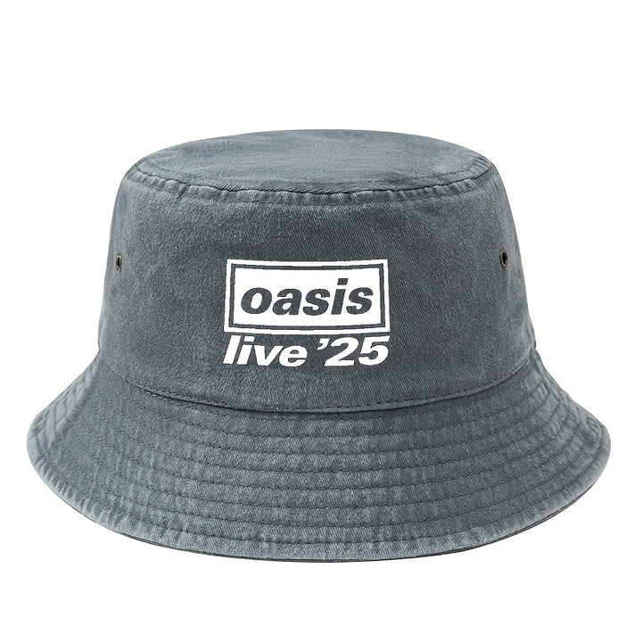 MAKEFGE Gorra Unisex Oasis Live'25 Estampada - Gorra Trucker Ligera para Hombres y Mujeres, 5 Colores (/Azul Marino/Morado Oscuro/ Marino/Beige), Cierre Ajustable con Broches, Protección Solar Transpirable para Camping, Viajes y Vacaciones, Equipo de Camp