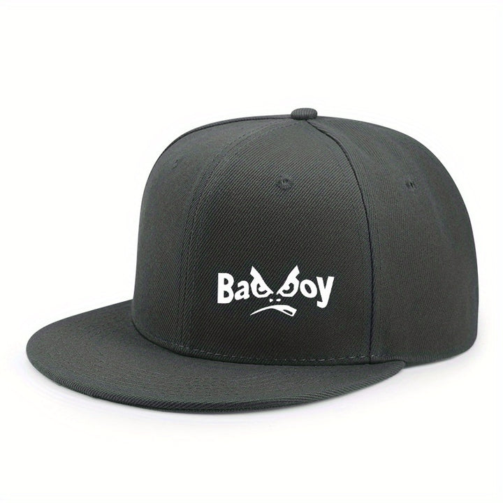 Gorra de béisbol con diseño gráfico malo - Gorra negra con diseño de personaje de dibujos animados blanco, ropa urbana unisex para hombres y mujeres, lavable a mano, ropa de cabeza para exteriores, letra oscura, gorro duradero.