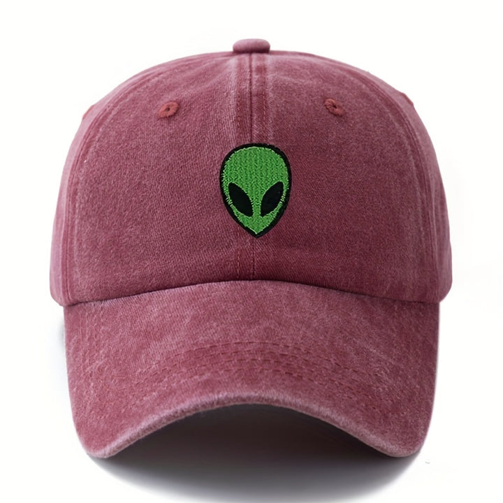 Gorra de béisbol unisex MAKEFGE con bordado de alienígena verde - Tejido ligero, protección solar, ajuste Snapback, diseño transpirable de 6 paneles para camping, viajes, uso casual (/Gris oscuro/Rosa/Azul marino), accesorio de cabeza para exteriores, ala