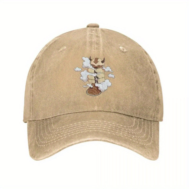 Gorra de béisbol inspirada en el último Airbender Appa acariciando nubes, ajustable, ligera, para deportes al aire libre con cierre de hebilla, lavable en máquina, diseño impreso