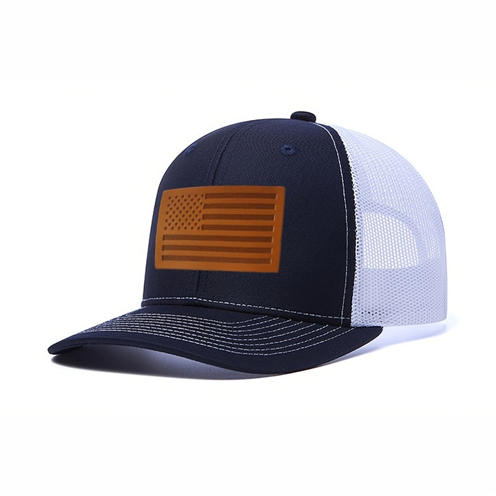 Gorra de Camionero con Bandera Americana Ajustable Snapback - Parte Tras Mesh Transpirable y Gorro Sólido, Unisex para Deportes al aire libre Estilo Dad Hat Diseño Bicolar Patriótico Confort Todo el año Ideal Regalo 4to Julio Uso Casual Accesoario Patrio