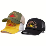 Sombrilla ajustable de malla hueca transpirable con bordado fino, adecuada para viajes, deportes al aire libre, ciclismo y conductores de camiones