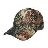 Gorra de Béisbol Ajustable con Estampado Floral Bohemio - Snapback Ligero de Poliéster con Diseño Completo de Estampado, Ideal para Actividades al Aire Libre, Deportes, Viajes y Protección Solar, Regalo Perfecto para Fiestas, Cumpleaños y Festivales