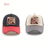 2 Piezas Gorras de Béisbol para Hombres y Mujeres con Parche Bordado, Gorra Trucker Ajustable con Malla y Diseño Animal, Gorros Snapback para Hombre y Mujer