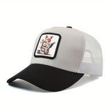 Gorra de béisbol unisex con malla trasera, gorra de pesca ajustable estilo camionero, diseño de cerdo leyendo periódico en el baño, gorra de verano transpirable para exteriores, estampado hip hop y anime