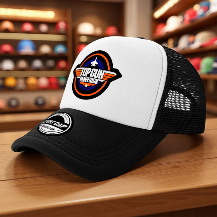 1pc Gorra de Béisbol Estampada Top Gun Maverick - Tejido Ligero y Transpirable, Diseño en Dos Tonos Blanco y con Detalles Metálicos, Unisex para Moda Urbana, Golf, Pesca, Actividades al Aire Libre, Accesorio Deportivo, Costura de Alta Calidad, Ideal para