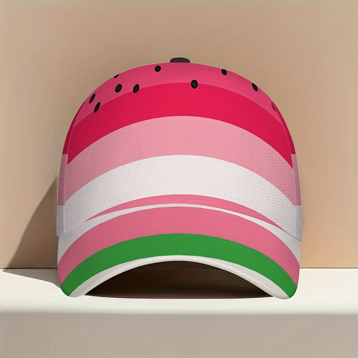 1 Gorra de béisbol Watermelon Delight Stripes - Gorra ajustable con visera y diseño de rayas en rosa, verde y rayas, ligera y transpirable, diseño cómodo de pico de pato para uso casual y festivo, idea de regalo de Navidad, gorra de béisbol, sombrero fest