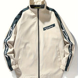 Chaqueta ligera para hombre de primavera/otoño, casual y para exteriores, con cierre de cremallera, cuello alto, detalles de camuflaje y bolsillos laterales, ideal para senderismo y uso casual