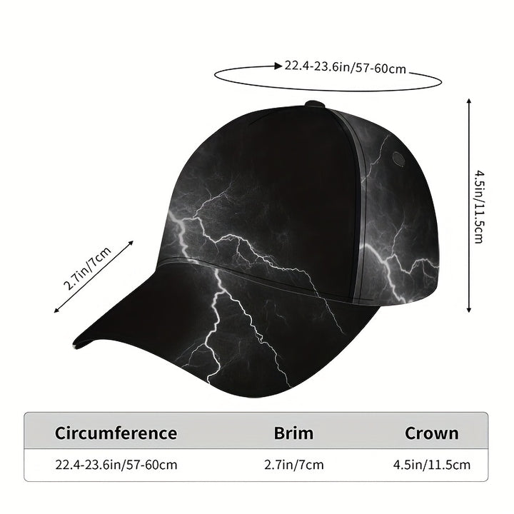 1 gorra de béisbol eléctrica con estampado de tormenta - Ajustable con cierre, diseño de rayo con textura de mármol en blanco y , patrón griego, ligera y casual para uso diario, fiestas y vacaciones (textura de mármol)