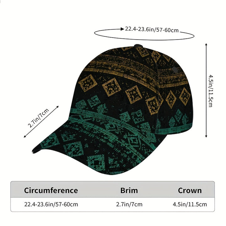 1 pieza, gorra de béisbol con estampado de laberinto de píxeles geométricos 2D, ajustable con diseño vibrante negro y azul claro, ideal para deportes, correr, moda urbana al aire libre y celebraciones de vacaciones (Halloween/Día de Acción de Gracias/Navi