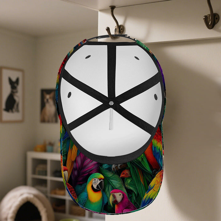 1 gorra de béisbol con estampado 2D de loros tropicales - Gorra ajustable de poliéster elegante con impresión vibrante de cuerpo completo, ligera y ajustable para deportes al aire libre y uso casual, Moda Streetwear,Accesorio de Festival,Diseño Funky,Ajus