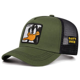 Gorra de béisbol bordada de la serie Warner Bros, gorra de malla para eventos deportivos al aire libre, estilo camionero americano y hip-hop