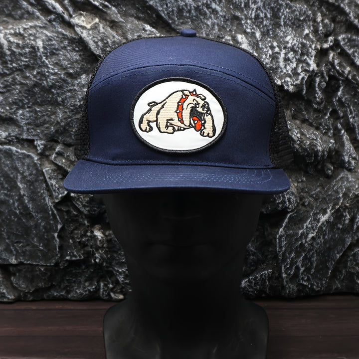 Gorra de béisbol retro para hombre con bordado de perro de la lidia y gaviota - Snapback ajustable, protección solar, parte trasera de malla transpirable, gorro de poliéster ligero para skateboarding, deportes al aire libre y uso casual - con detalles