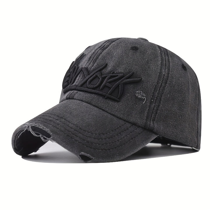 1pc Gorra de béisbol con las letras 'Nueva York', elegante y sencilla, con un diseño con aspecto desgastado y una estrella de cinco puntas, adecuada para actividades al aire libre como senderismo, camping, salidas a la playa, pintura callejera y jugar ...