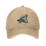 Gorra de béisbol 100% algodón con diseño de mosca seca en azul y gris, ajustable, ala curva ligera, protección solar para exteriores, solo lavado a mano, sombrero para el sol