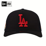 Gorra de camionero New Era Black Hard Top con letras de LA - Snapback ajustable, ligera y cálida, diseño deportivo unisex para hombres y mujeres, perfecta para actividades al aire libre