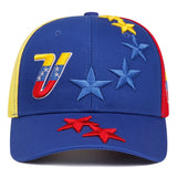 Gorra deportiva con diseño de bandera de Venezuela, bordado en 3D de estrella patriótica, azul y rojo intenso, de poliéster ligero, gorra casual para hombre y mujer, lavable a mano, gorra de béisbol