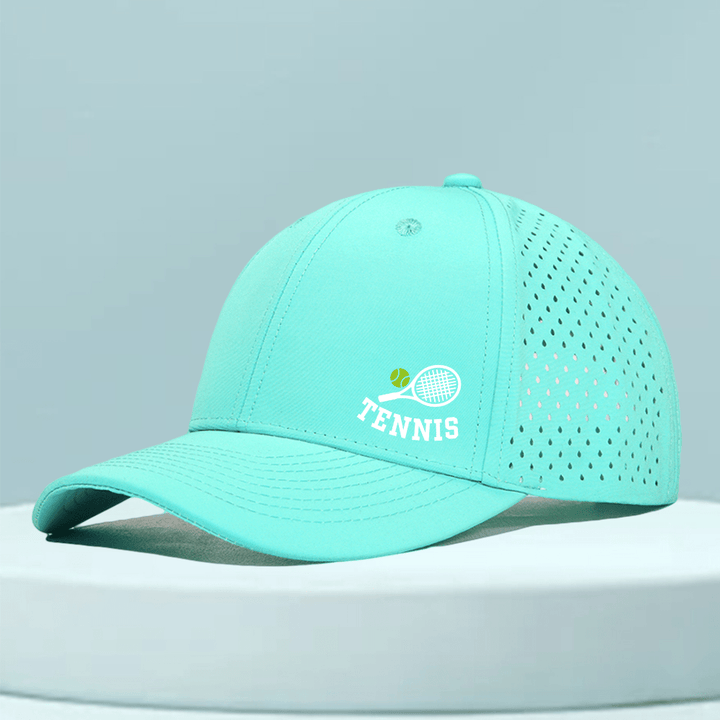 1 Gorra de Tenis de Secado Rápido para Hombre con Raqueta de Tenis y Estampado de Tenis - Parte Trasera de Malla Transpirable, Ajuste Estructurado para Tenis, Golf, Running, Deportes al Aire Libre - Sombrero Casual Ligero para Hombre, Diseño Deportivo, Co