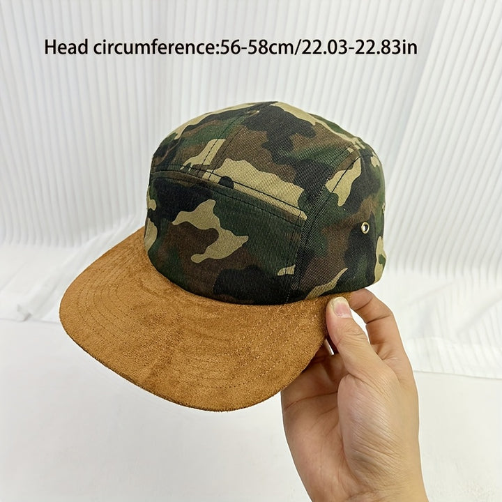 Gorra de Béisbol Estilo Retro Americana con Camuflaje y Visera Plana para Hombres y Mujeres, Gorra de Pato para Exteriores al Aire Libre, Hip Hop y Skateboard, Moderna con Gran Cinturón para la Cabeza