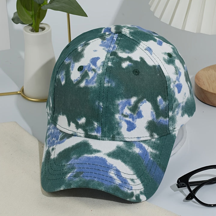 1pc Gorra Unisex Retro Tie-Dye - Ajustable y Transpirable con Cierre Snapback, Diseño a Rayas para Deportes al Aire Libre y Fiestas de Baile, Lavado a Mano, Esencial para Vacaciones, Gorra Duradera, Moda Casual