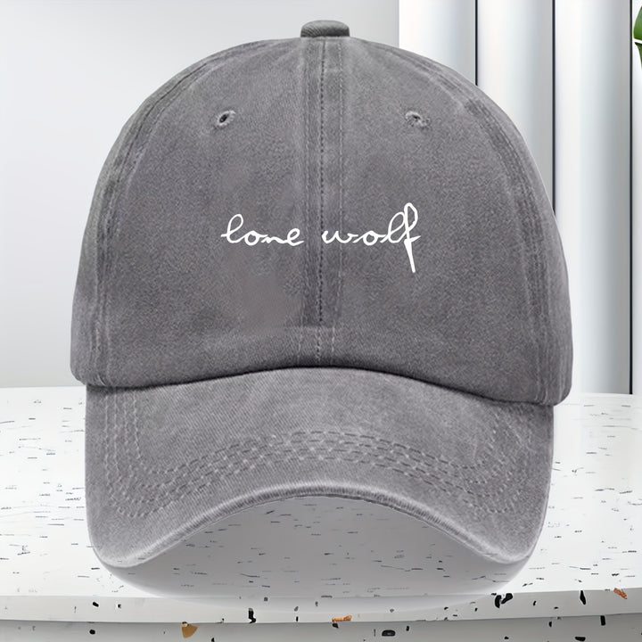 Gorra Lone Wolf - Gorra Ajustable con Cierre, Tela Transpirable para Exteriores y Deportes, Unisex (Fácil de Limpiar) - Ideal para Senderismo, Ropa Casual, Sombrero Clásico con Visera Curva, Tejido Denim, Accesorio Duradero, Perfecta para Amantes del Depo