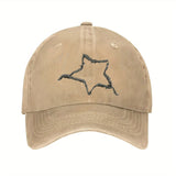 Gorra de Béisbol Unisex con Estrella Negra - Diseño Transpirable en Seis Paneles, Emblema Blanco y Visera Curva | Gorro Deportivo Casual para Uso Diario, Gimnasio o Salidas | Cómoda e Impermeable (/Gris)