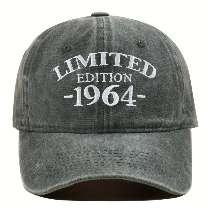 Gorra de Béisbol Bordada Edición Limitada 1964, Visera Curva Ajustable, Ideal para Uso Casual y Ocasiones Especiales como el Día de la Madre/Día del Padre, Apta para Hombres y Mujeres