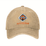 Gorra de béisbol internacional Navistar 2025 - Negro lavado con logotipo rojo y naranja, algodón transpirable, ajuste ajustable para deportes al aire libre, golf, running - Regalo elegante para hombres y mujeres