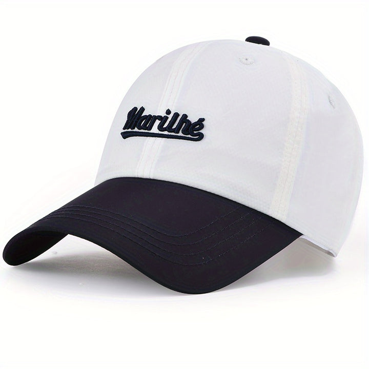 Gorra de béisbol ligera y transpirable para hombres y mujeres - Gorra ajustable con cierre de clic, gorra de verano de secado rápido con diseño de marlín, patrón de rayas blancas y azules, perfecta para pesca, actividades al aire libre y uso casual, gorra