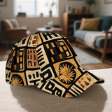 1 Gorra de béisbol con estampado abstracto tribal de garabatos - Sombrero ajustable con diseño de pico de pato ligero y patrón geométrico marrón, ajuste cómodo para uso diario, regalos de Navidad