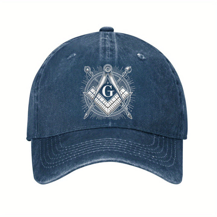 Gorra de Béisbol Masónica Ajustable de Algodón Ligero con Emblema de Brújula y Triángulo, Visera Curva para Hombres y Mujeres, Casual Unisex al Aire Libre, Diseño Único del Logo, Tela Transpirable