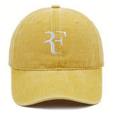 1 gorra de béisbol ajustable con diseño bordado de letra F elegante, mezcla transpirable, protección solar para deportes al aire libre y uso casual, accesorio para la cabeza ajustable, gorra de béisbol bordada duradera