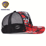 Gorra de béisbol bordada de Warner Bros DC Batman - Parte trasera de malla roja y negra, Snapback ajustable, Ropa de calle hip-hop para, gorras de hombre, gorras para hombre, sombreros para hombre, gorras de béisbol, sombrero de sol para hombre