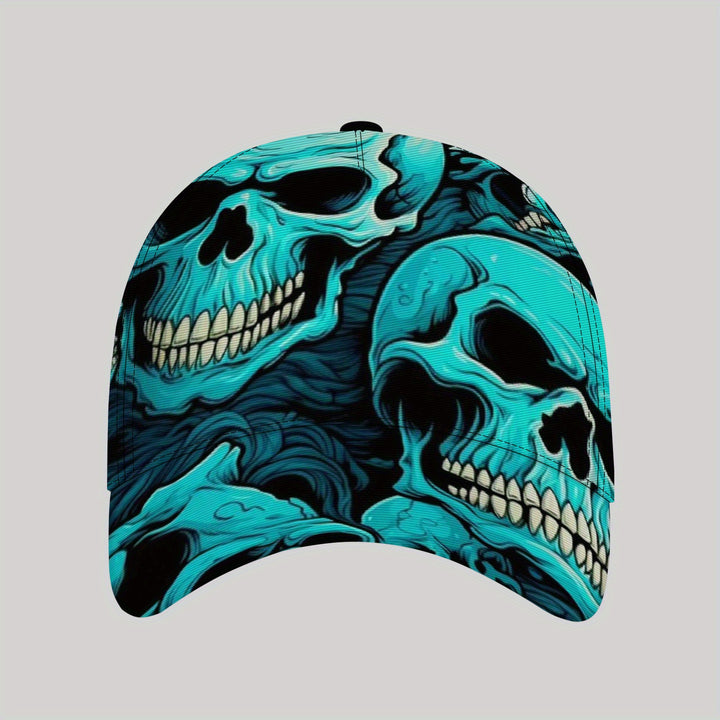 Gorra de Béisbol con Estampado de Calavera Elegante para Hombres y Mujeres - Diseño Ligero y Transpirable, Patrón Turquesa Vibrante & , Gorra Casual Unisex para Deportes al Aire Libre, Sombrero de Ocio