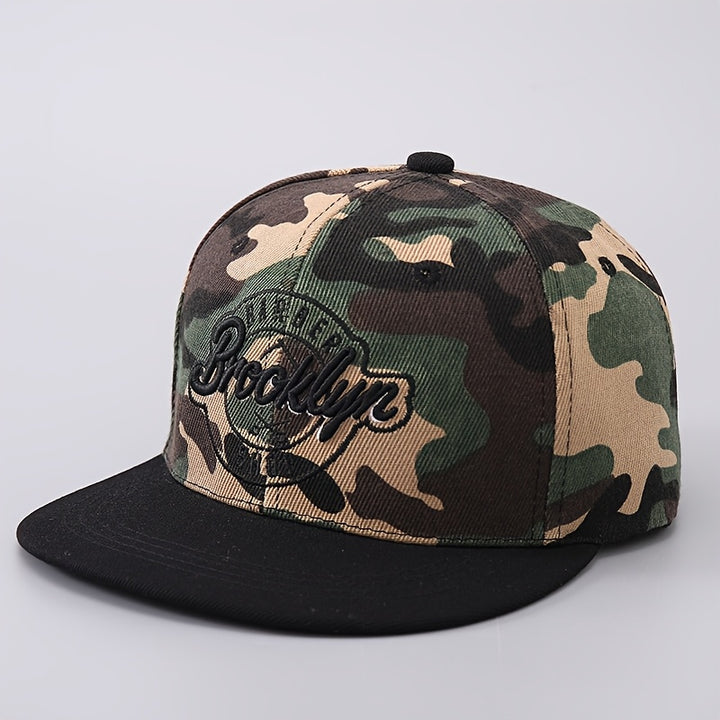 1 unidad Gorra de basquetbol ajustable para hombres, diseño Brooklyn New York, 100% poliéster, negro/blanco/amarillo/rojo/camuflaje, gorra casual hip-hop para primavera otoño, viaje, playa y fiesta