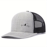 1 Gorra de béisbol de malla con estampado deportivo para hombres, entusiastas de la pesca, alta calidad, exterior, secado rápido, borde curvo, gorra ajustable transpirable unisex