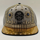 1 Gorra de Béisbol Ajustable con Calavera Brillante y Pedrería, Sombrero Fresco para Fiestas Hip-Hop, Moda al Aire Libre, Protección Solar