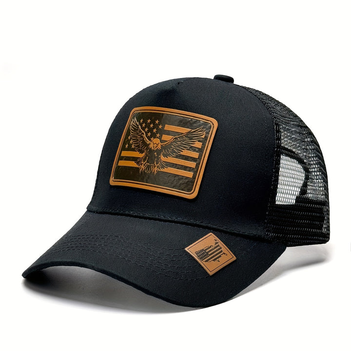 1 gorra de béisbol con diseño de bandera estadounidense, ajustable y con malla trasera transpirable para actividades al aire libre, deportes y uso casual. Ideal para regalos para fanáticos de béisbol, ropa de cabeza para exteriores, diseño deportivo, gorr