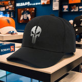 Gorra de Béisbol para Mujer con Estampado de Calavera Punisher - Ajustable, Ligera y Transpirable de Poliéster, Ideal para  y Senderismo, Negra con Estampado Blanco, Diseño Moderno de Estilo Urbano para Comodidad Todo el Año. Tejido de Tela