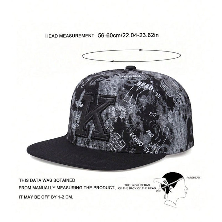 2 piezas un Sombrero más un Collar Ajustable con Cierre Trasero para Hombre y Mujer, Bordado de la Letra K, Sombrero de Papá Unisex con Ala Plana para Béisbol y Hip-Hop para Exteriores