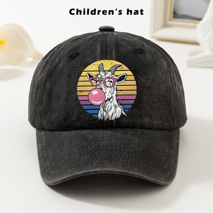 Gorra de béisbol para niños - Gorra ajustable con gráfico de cabra, borde suave y ligero para niños y niñas, ropa diaria y navideña - Gorra de béisbol fácil de limpiar para bebés, adolescentes, niños - Fiesta de cumpleaños, escuela, parque - Negro, ropa d